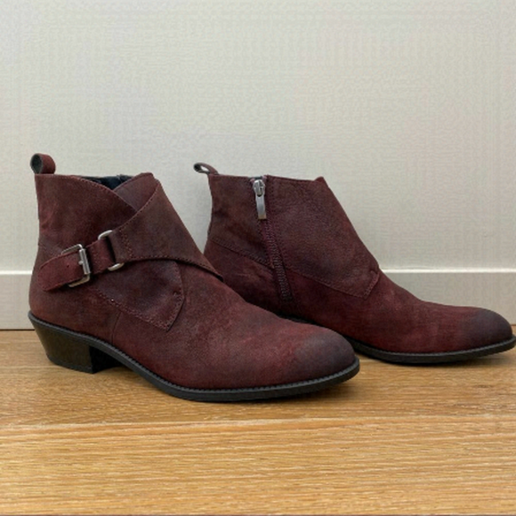 Franco Sarto Shoes - Franco Sarto-Burgundy Pre-distressed Ankle Bootie